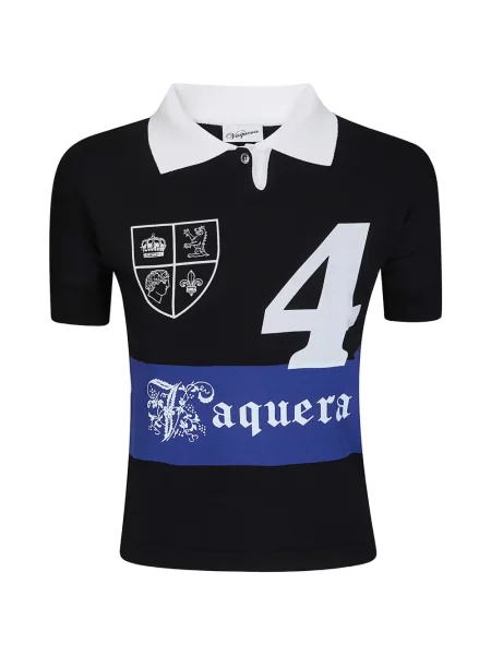 Koszulka polo Vaquera w paski z nadrukiem czarna