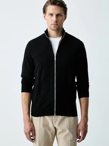 Karl Lagerfeld cardigan pentru bărbați cu vâscoză negru