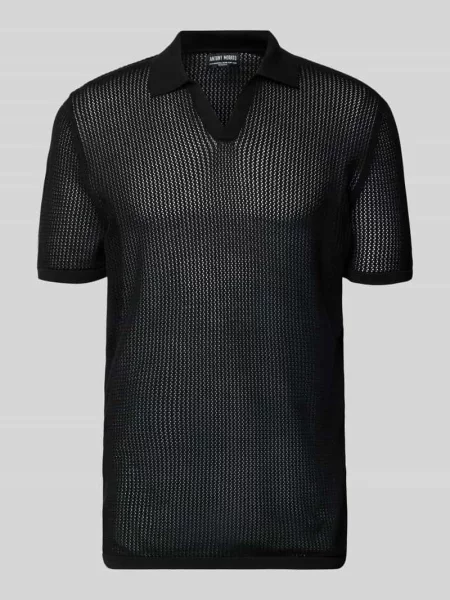 Koszulka polo w kroju slim fit z dekoltem w serek Antony Morato czarne