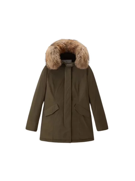 Lniana parka Woolrich zielona