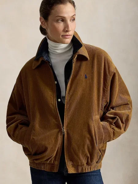 Polo Ralph Lauren jakna za žene s pamukom smeđa
