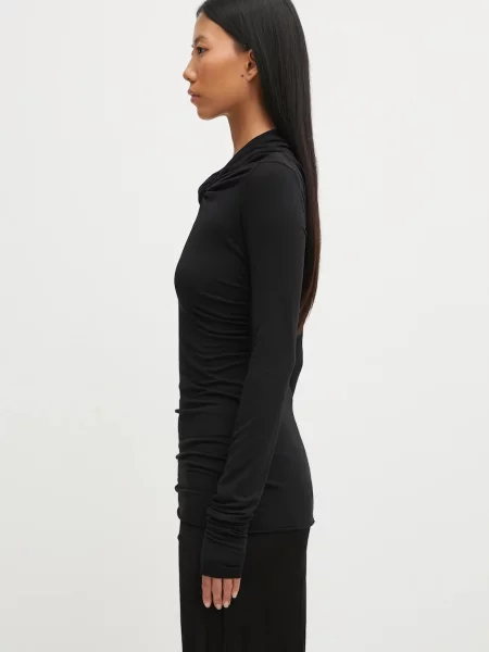 Μπλούζα με προσθήκη από κασμίρι Rick Owens Lilies Kairo μαύρο