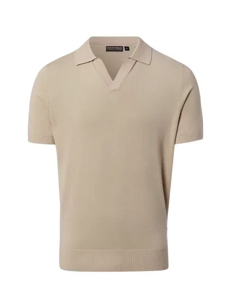 Finshley & Harding koszulka polo z dzianiny Mężczyźni jednolity M beżowy
