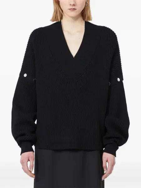 Pulover Sportmax cu decolteu în V negru