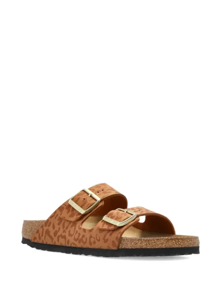 Sandale Birkenstock cu imagine cu imprimeu animal print cu cataramă maro