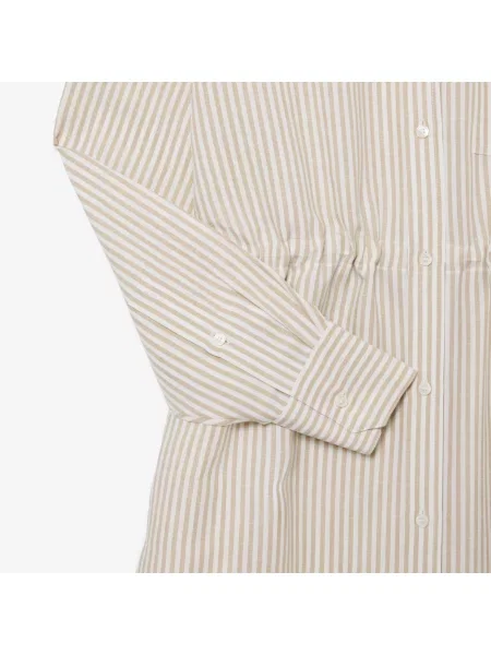 Lacoste Sukienka Koszulowa Oversize Z Mieszanki Lnu beżowa