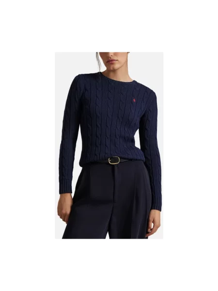Sweter o kroju slim fit z czystej bawełny Polo Ralph Lauren granatowy