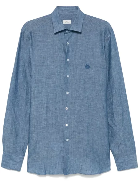 Cămașă Etro cu broderie albastru