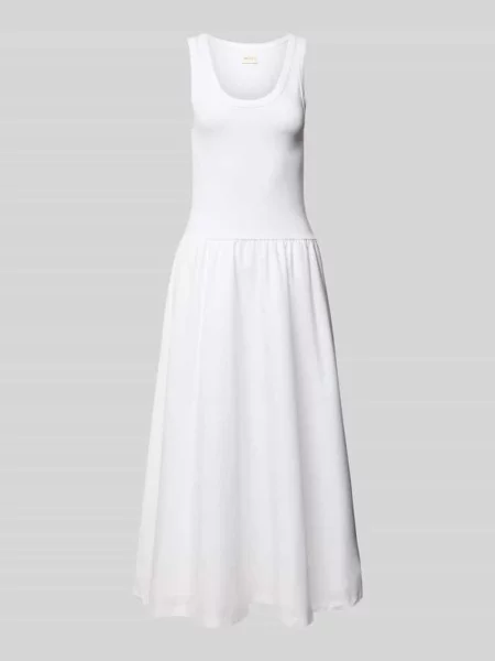 Sukienka midi z okrągłym dekoltem i szerokimi ramiączkami Gant biała