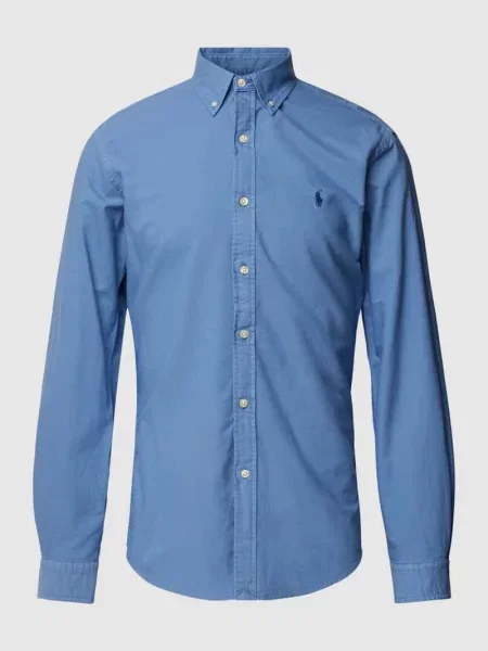 Haftowana koszula Polo Ralph Lauren casual z twillu niebieska