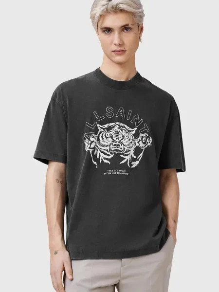 AllSaints tricou din BETTER cu imprimeu gri