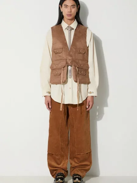 Κοτλέ παντελόνι Engineered Garments Climbing Pant πορτοκαλί