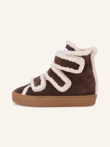 Inuikii Kotníkové Tenisky Shearling Velcro Wedges tmavě / krémová hnědá