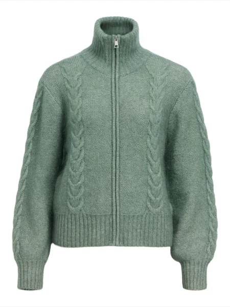 OBJECT Geacă tricotată OBJNETE închis verde