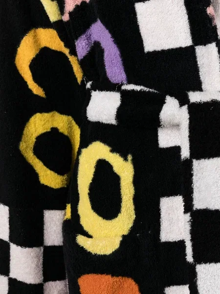 Kostkovaný župan Chanel Pre-owned s potiskem černý