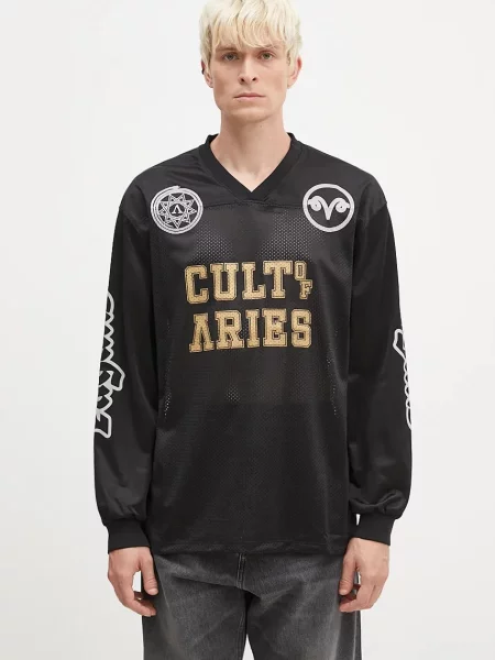 Majica z dolgimi rokavi Aries Cult Leader Airtex Longsleeve Tee črna