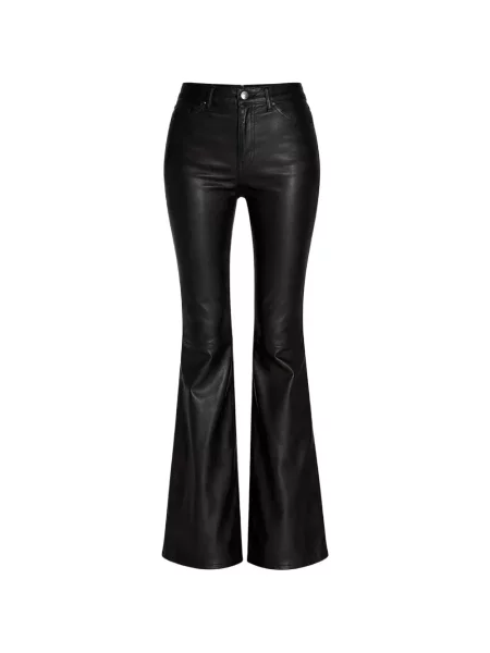 Pantaloni Sprwmn din piele evazate negru