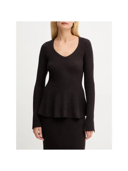 Twinset sweter z dodatkiem wełny ciepły brązowy