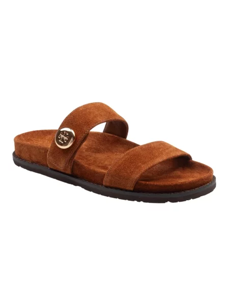 Klapki Tory Burch skórzane brązowe