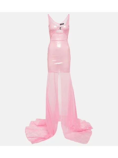 Rochie David Koma transparente roz