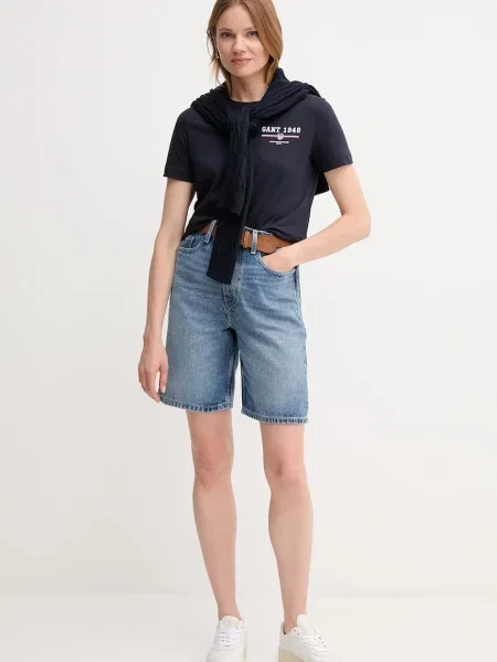 Kratka majica Gant mornarsko modra