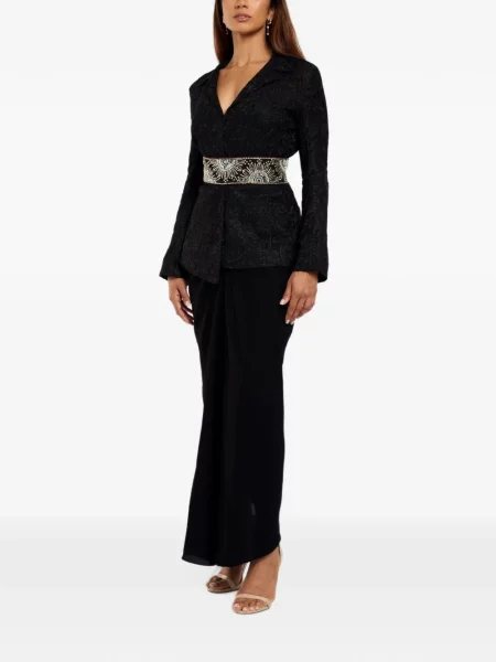 Cu centură sacou International Appeal cu model paisley negru