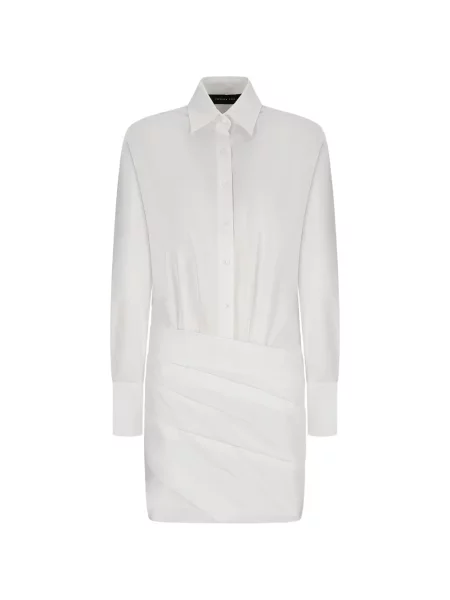 Sukienka koszulowa Federica Tosi drapowana popelinowa biała