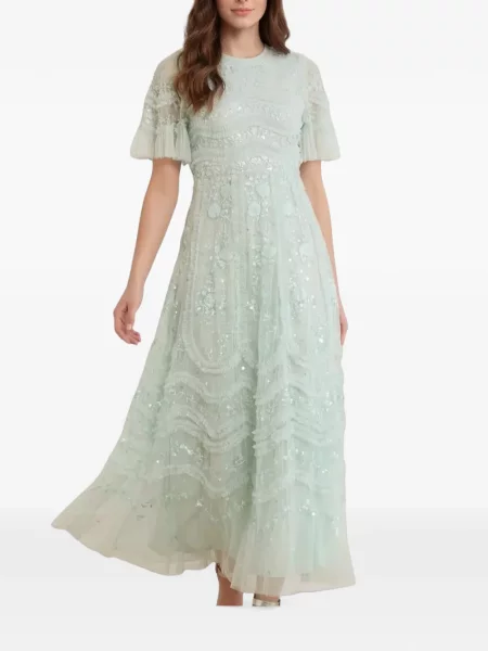 Rochie Needle & Thread cu volane verde