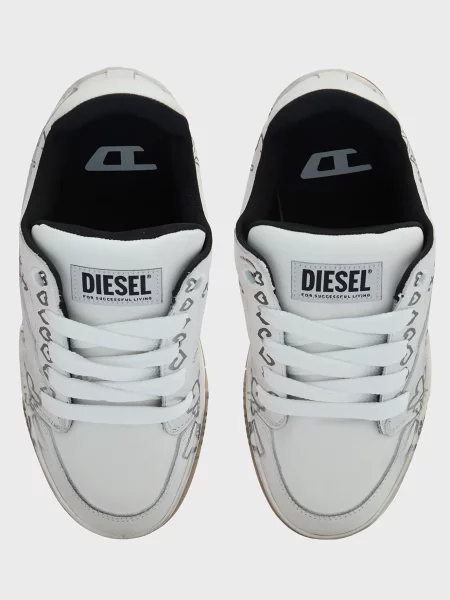 Шкіряні кросівки Diesel з принтом білі