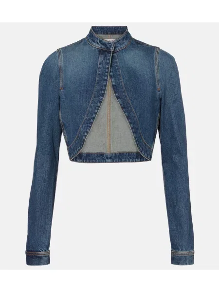 Kurtka jeansowa Alaïa o krotszym kroju niebieska