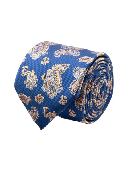 Krawat Bgents z wzorem paisley niebieski
