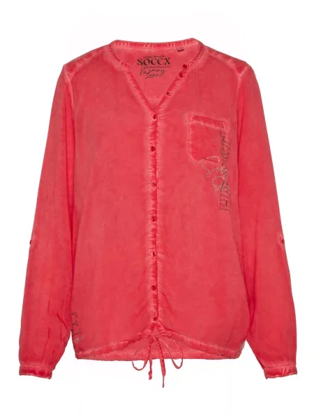 Soccx Bluză Memory Lane grafit / roșu pastel / argintiu gri