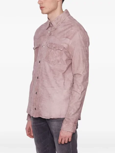 Кожена риза Giorgio Brato с протрити краища розово