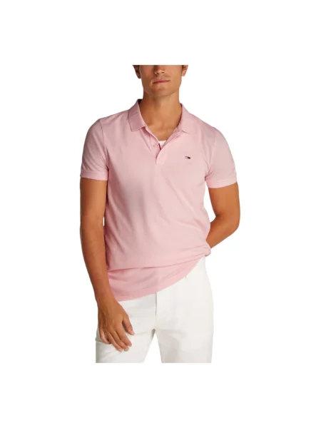 Koszulka polo Tommy Jeans z krótkim rękawem różowa