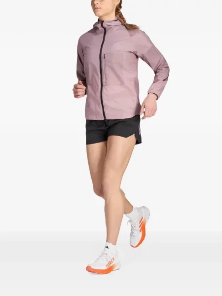 Geacă Adidas alergare cu glugă gri