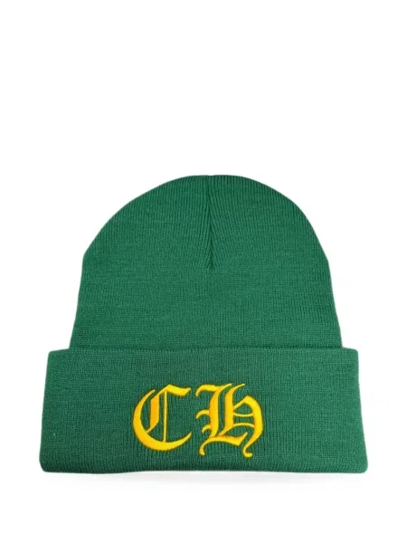 Căciulă Chrome Hearts cu broderie cu motiv cu inimi verde