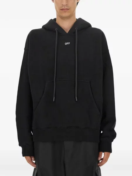 Hanorac cu glugă Off-white cu imagine alb