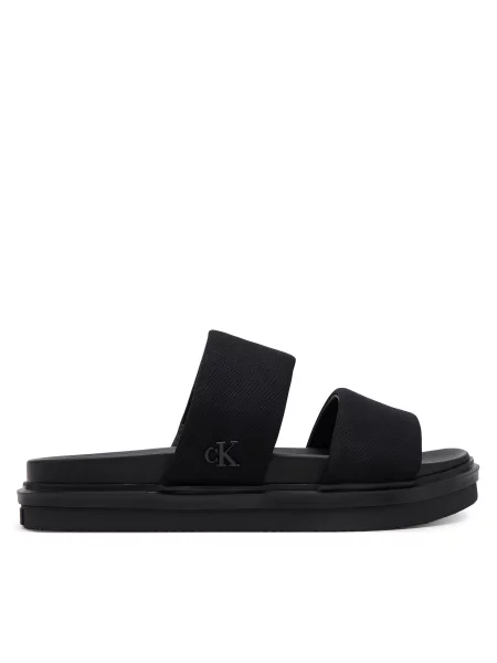 Šlepetės Calvin Klein Jeans Flat Molded Dbl Bar Sandal Cv juoda