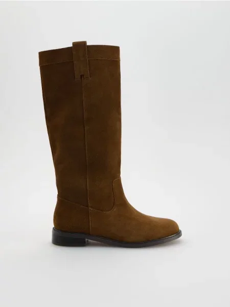 Замшевые ботфорты Reserved бежевые