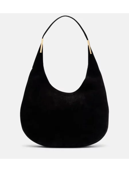 Geantă Savette din piele de căprioară negru