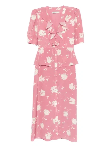 Midi haljina Alessandra Rich s cvjetnim printom s printom iznad koljena ružičasta