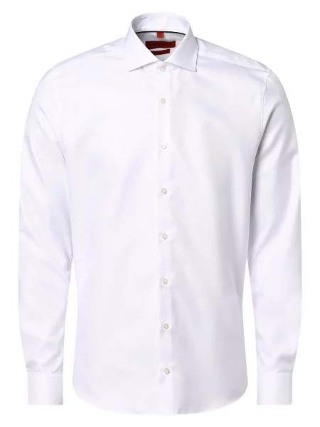 Finshley & Harding Koszula Mężczyźni Slim Fit wypukły wzór tkaniny 39 biały