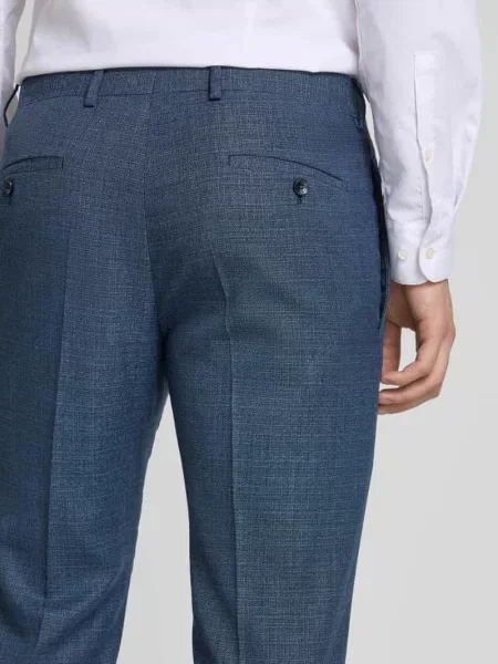 Spodnie do garnituru o kroju slim fit z fakturowanym wzorem model Strellson granatowe