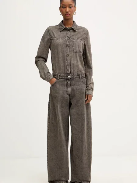 Haveone salopetă jeans cu guler gri