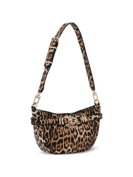 Leopárdmintás csatos shopper táska Guess nyomtatás barna