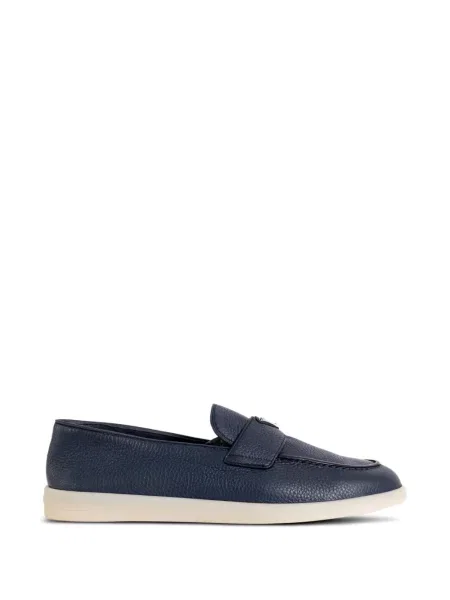 Pantofi loafer Prada din piele cu autograf albastru