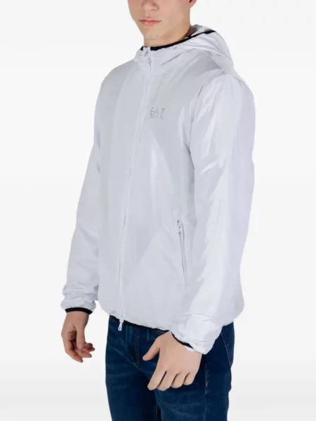 Яке Ea7 Emporio Armani с качулка с автограф бяло