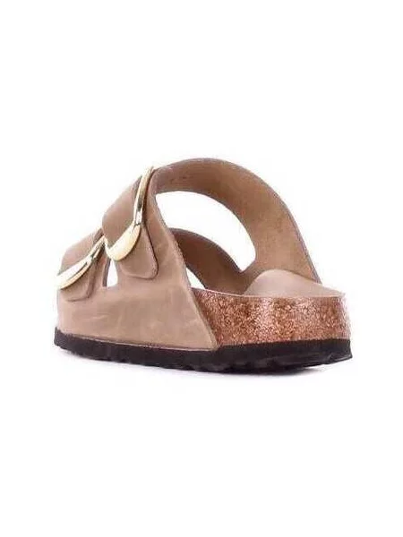 Kožené pantofle Birkenstock s přezkou hnědé