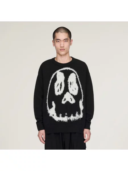 DZIANINOWY SWETER Z GRAFIKĄ CHITO czarny
