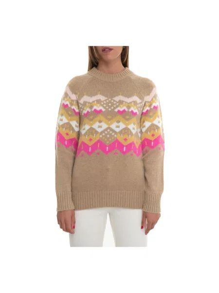 Sweter Pennyblack z nadrukiem w geometryczne wzory beżowy